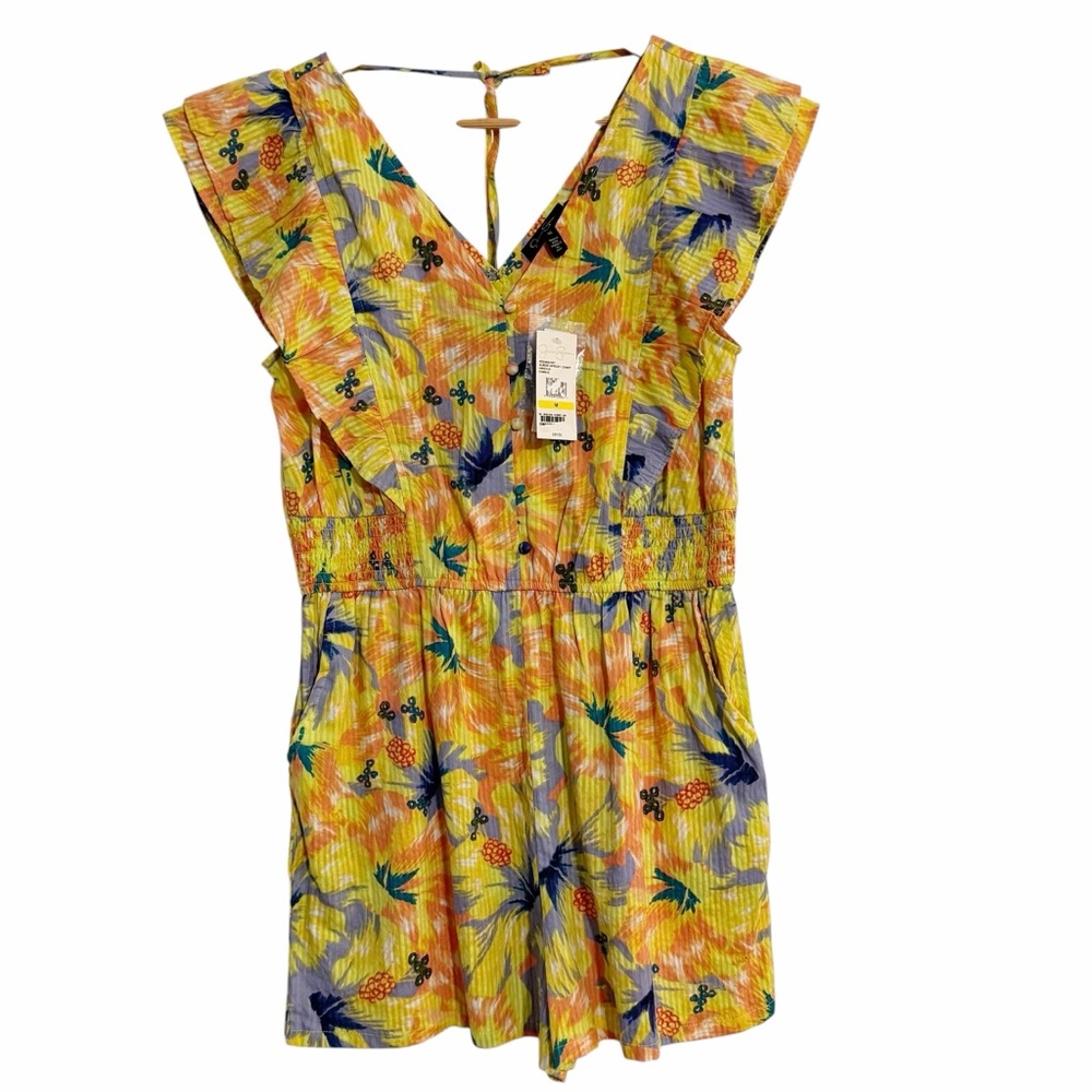 Floral Romper Camille Tie Back Summer Outfit NEW Yellow Shorts Size Medium